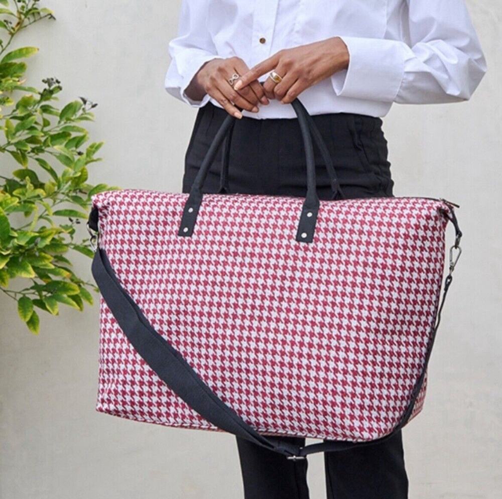 Lulu Dharma Weekender Red Houndstooth Tote Bag